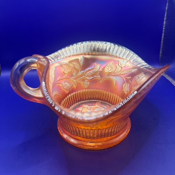 Vintage Dugan Marigold Carnival Glass Windflower Nappy Dish, Sauce Server - Picture 7 of 13